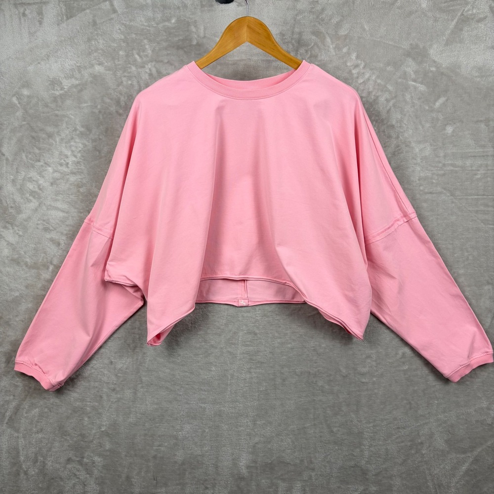 JoyLab Womens Pink Cropped Boxy Sweatshirt Oversized Pullover Size M Barbiecore